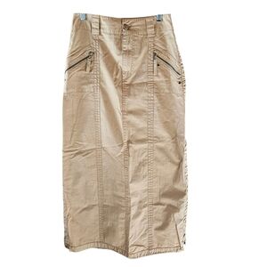 Khaki Tan Midi Pencil Skirt Casual Cargo​​​